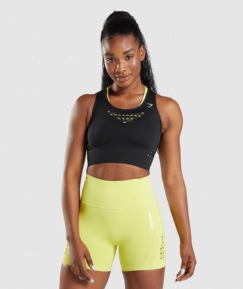 Gymshark Energy Seamless Ženske Ošišane Majice Crne | HR 3722JPQ